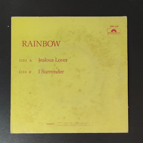 Rainbow I Surrender Jealous Lover vinyl record used, metal