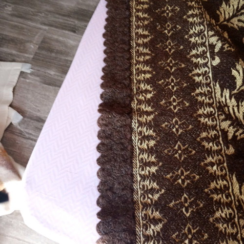 Wool Blanket like new with handmade crochet lace, 1.70x2.40m