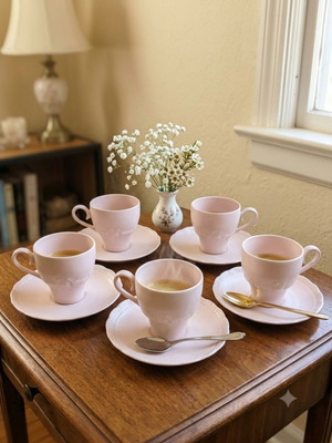 Σετ 5 vintage φλιτζάνια εσπρέσο Hutschenreuther Porcelaine Rosé