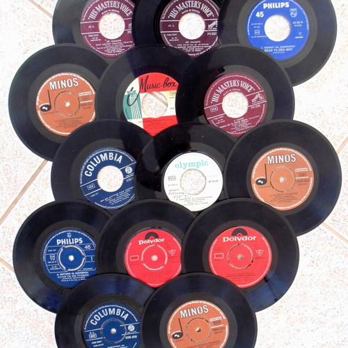 Set of 14 Used 45 RPM Vinyl Records Greek Laiko & Entechno