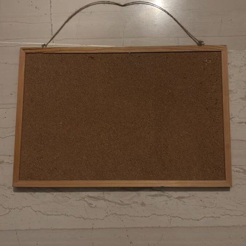 Cork bulletin board 45x30 used with pins and clips gift