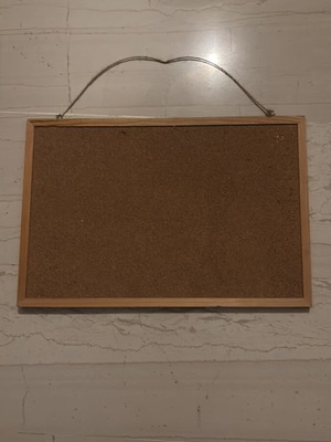 Cork bulletin board 45x30 used with pins and clips gift