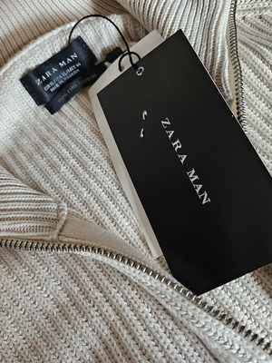Zara Man cardigan XL, 100% fine cotton, off-white