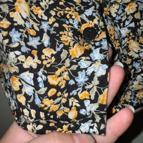 24Colours blouse with floral print, black ochre blue, size 40