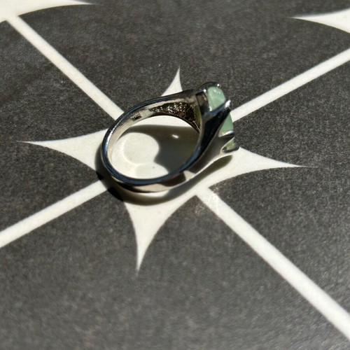Silver ring with mint green nephrite stone