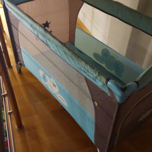Playpen used blue dark brown 1.40×0.60 m double-decker