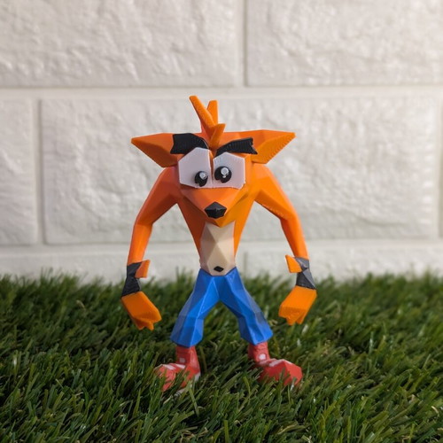 Crash Bandicoot low poly figure like new, 3D printed decoration