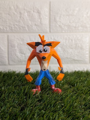 Crash Bandicoot low poly figure like new, 3D printed decoration