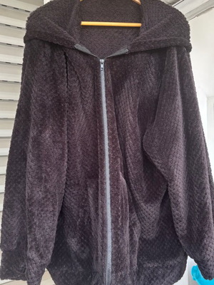 Ζακέτα βελουτέ μεταχειρισμένη Shein 5XL μαύρη με κουκούλα και φερμουάρ