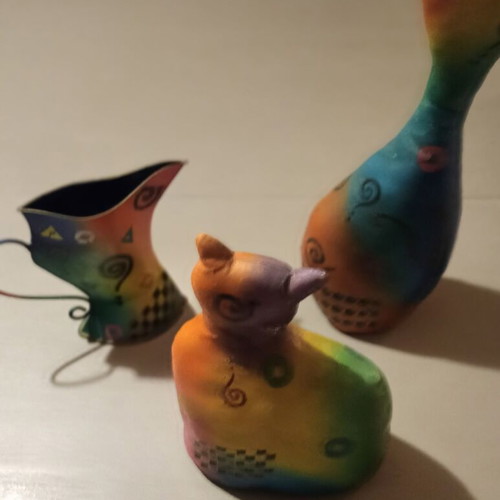 Decorative cats like new set of three contemporary art pieces