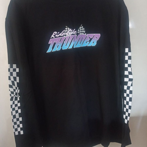 Bershka boys' shirt size M new, long sleeve, black with design