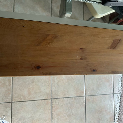 Wooden shelf like new with iron corners
