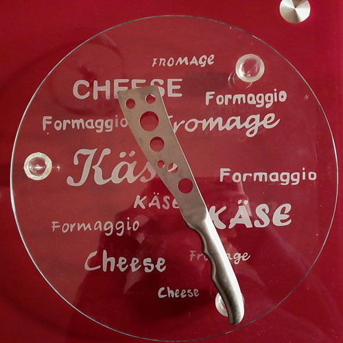 Cheese serving platter new with knife, glass