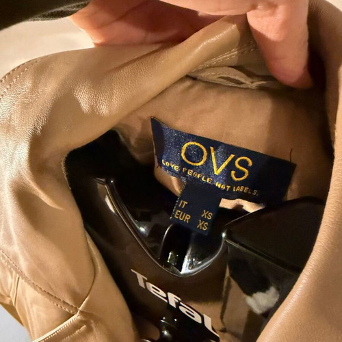 Leather short trench coat OVS like new, beige, size XS
