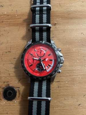 Jacques Lemans F1 watch with red dial