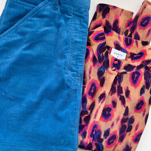 Arket blue skirt and Dante 6 colorful blouse like new
