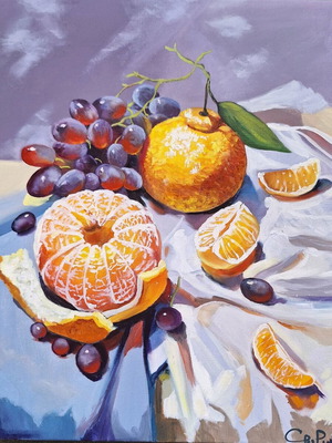 Mandarins oil painting on canvas, new artwork 40/50