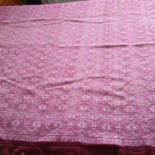 Vintage loom blanket used with stains 2.05x1.55