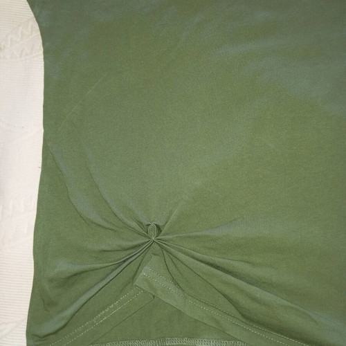 Zara Khaki T-shirt with Embroidered Flower and Knot, Like New, Size S