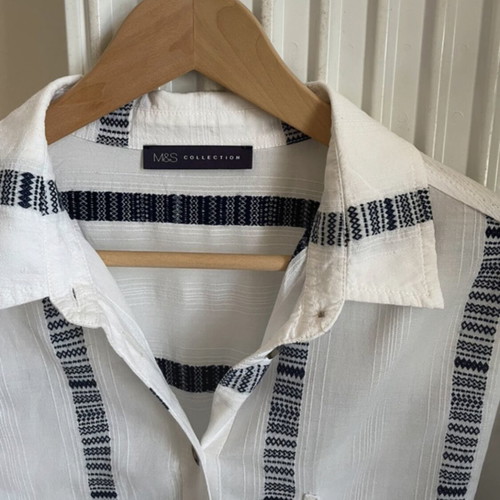 Marks & Spencer women's shirt white with blue stripes size XL