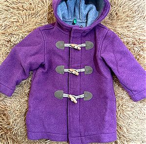 Βρεφικό παιδικο παλτό Μοντγκόμερι μοβ για 18-24 μηνών 2 ετών 90cm Benetton
