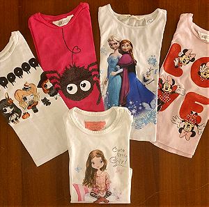 Μπλούζες για κοριτσάκια 2-4 ετων/98-104 cm+Δώρο φούστα Disney Minnie 3 ετων/Μονο 10€