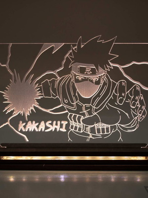 Naruto - Kakashi LED lamp with wooden base and plexiglass new