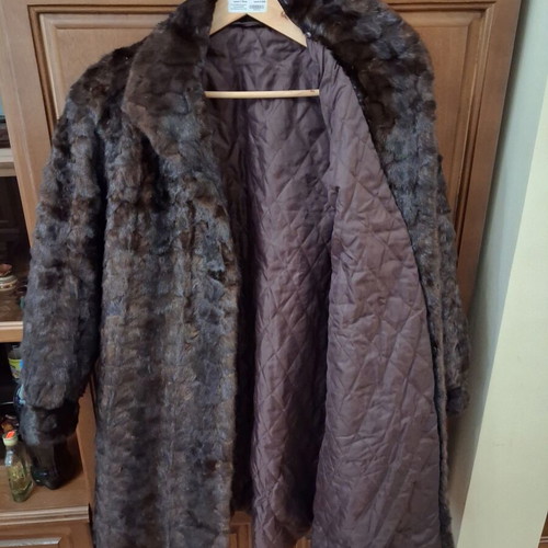 Vintage mink fur coat used, brown, medium length