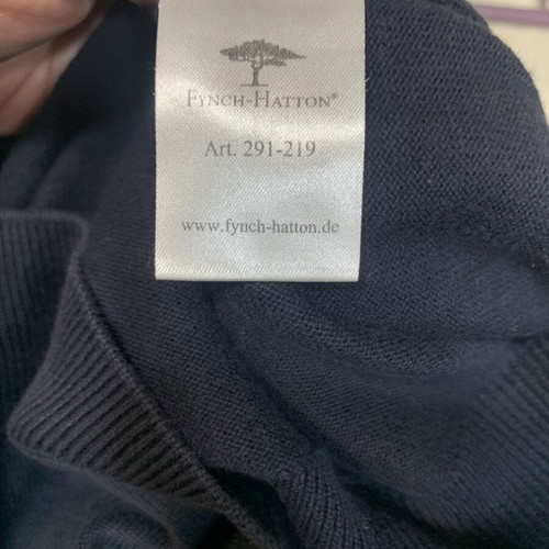 Fynch-Hatton men's knit sweater size S, navy blue cotton