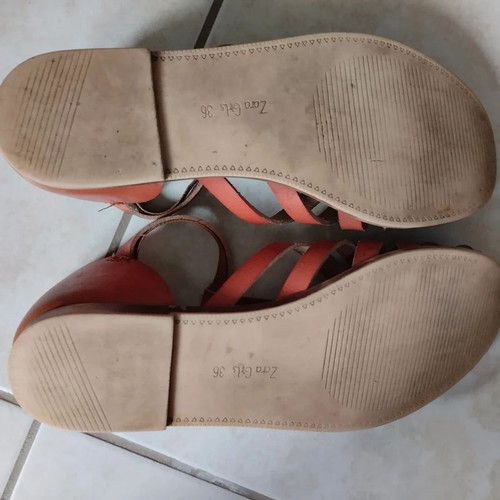 Zara genuine leather flatform sandals size 36 like new, brown