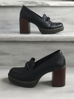 Rieker women's leather high-heeled loafers new, size 39