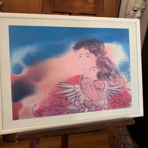Print painting in white frame like new