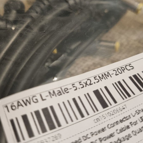 16AWG L-Male 5.5 x 2.5 mm DC connectors pack of 20 new cables