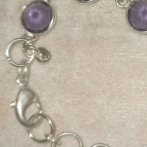 Handmade 925 Sterling Silver Bracelet with Natural Amethysts brand new