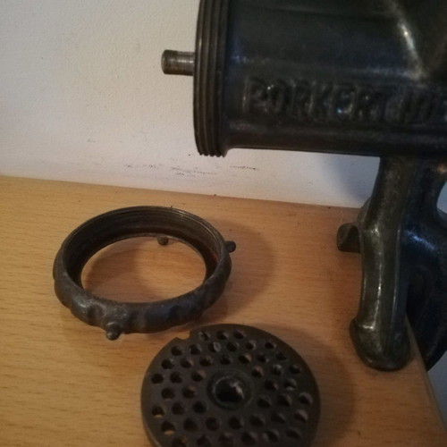 Antique manual decorative meat grinder used