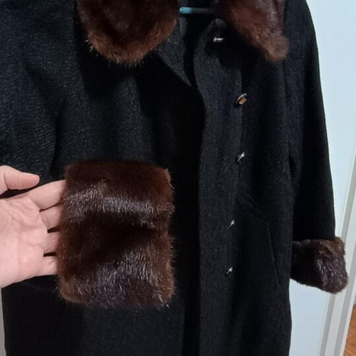 Handmade coat like new with fur on collar and sleeves, size L