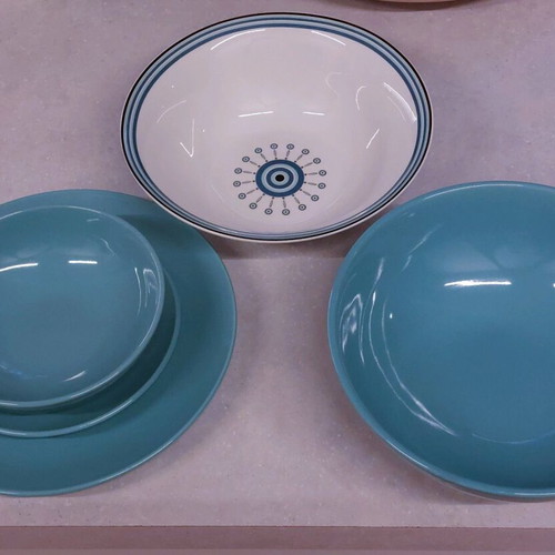 Large summer dinnerware set 56 pieces turquoise, like new