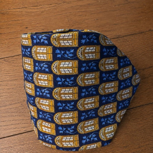 Longchamp Paris silk tie, blue and gold