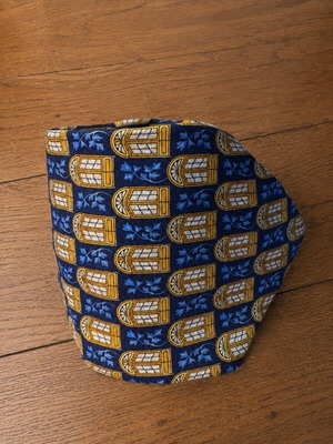 Longchamp Paris silk tie, blue and gold