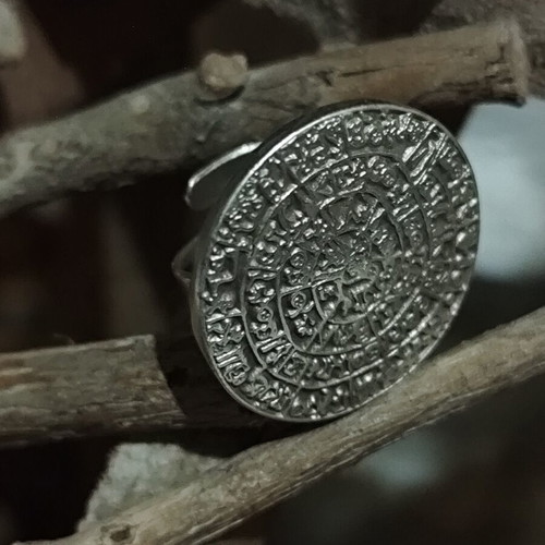 Adjustable Ring Disc of Phaistos new, vintage stock, silver color
