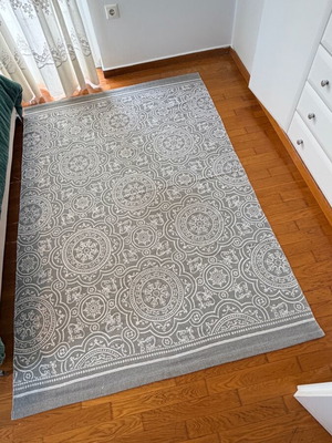 H&M Home Cotton Rug 100% Cotton 140 x 200 Gray White Used