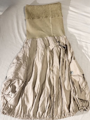 Princess Strapless Balloon Dress Large beige champagne like new