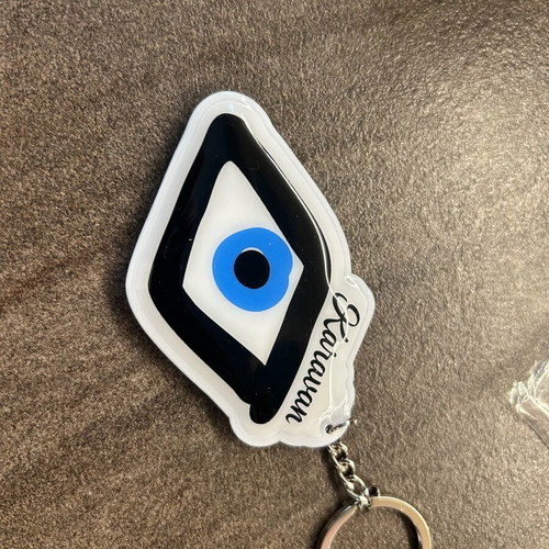 Karavan keychain new, eye design white and blue