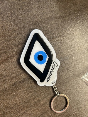 Karavan keychain new, eye design white and blue