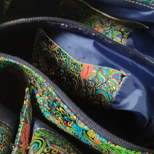 Shoulder bag new with colorful print, eco leather