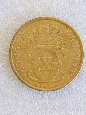 Denmark 2 Kroner Coin 1925 used, copper-nickel