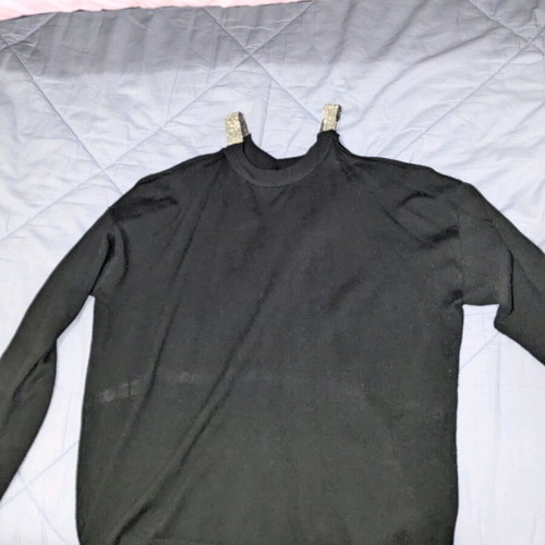 Sfera black blouse like new with shoulder cutouts and silver details