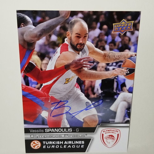 Vassilis Spanoulis 2015-16 Upper Deck Euroleague Basketball Card like new, autographed