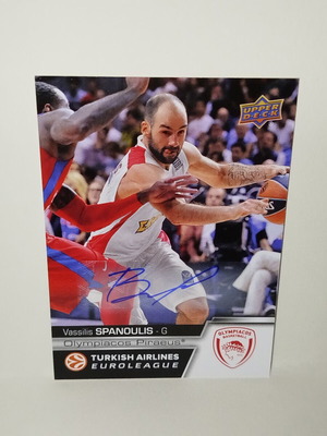 Vassilis Spanoulis 2015-16 Upper Deck Euroleague Basketball Card like new, autographed