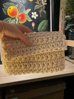 Knitted hand bag new, white, handmade from cotton rope